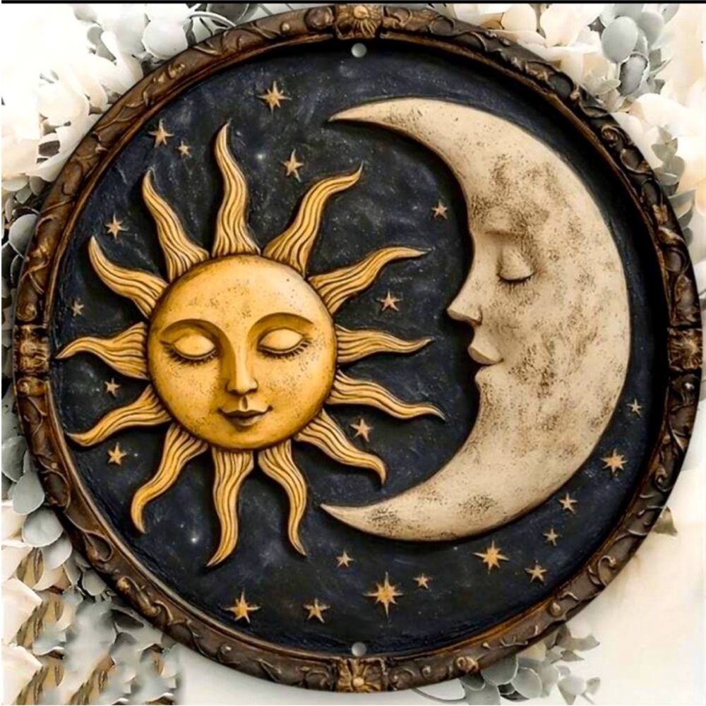 Vintage Black/Gold Sun and Moon Wall Decor NEW 🏷️